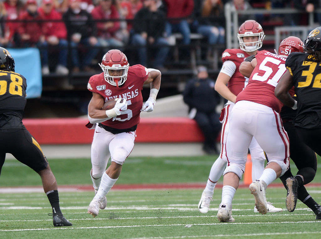 Arkansas running back Rakeem Boyd makes a run